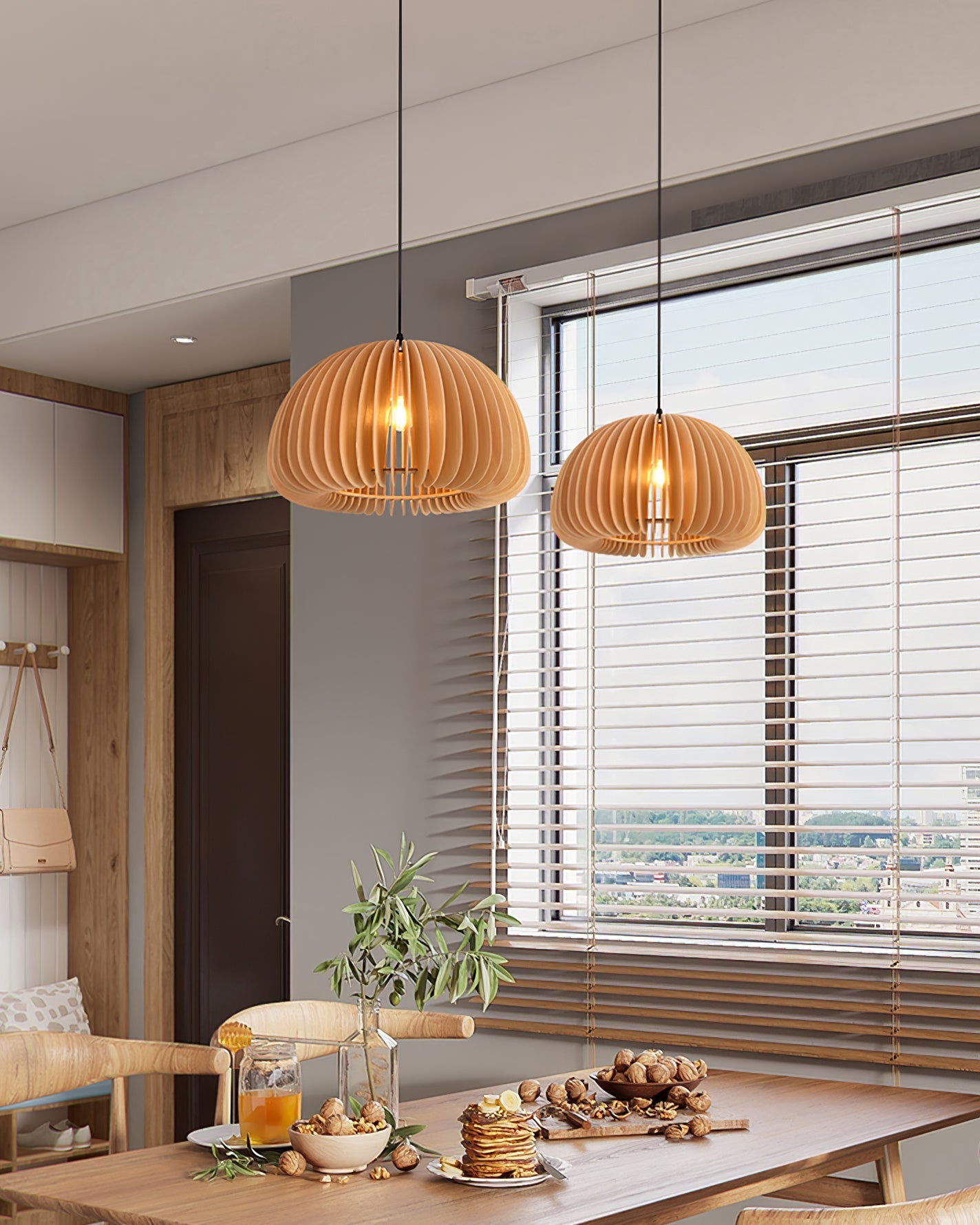 Wooden Pumpkin Pendant Lamp - Lumpaz
