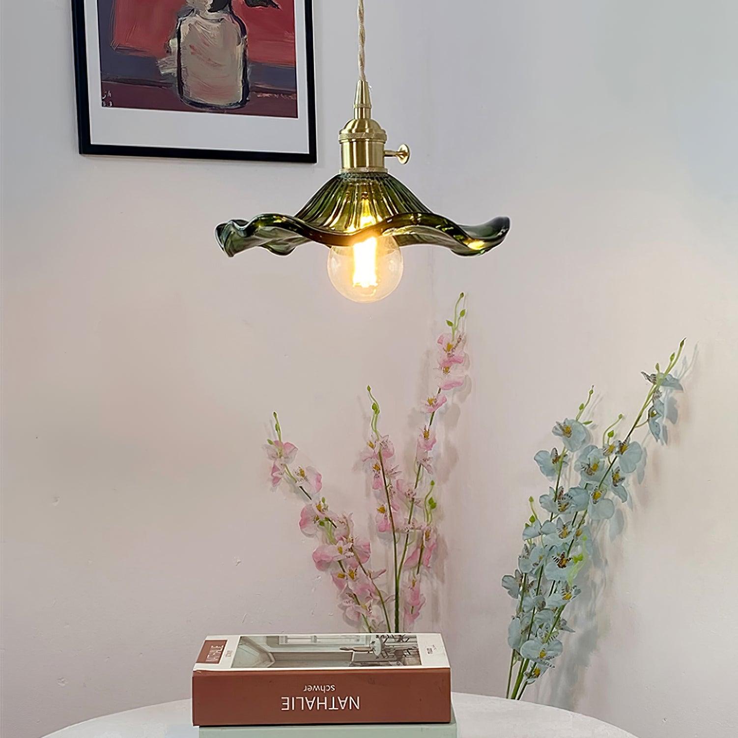 Glass Hibiscus Flower Pendant Light - Lumpaz
