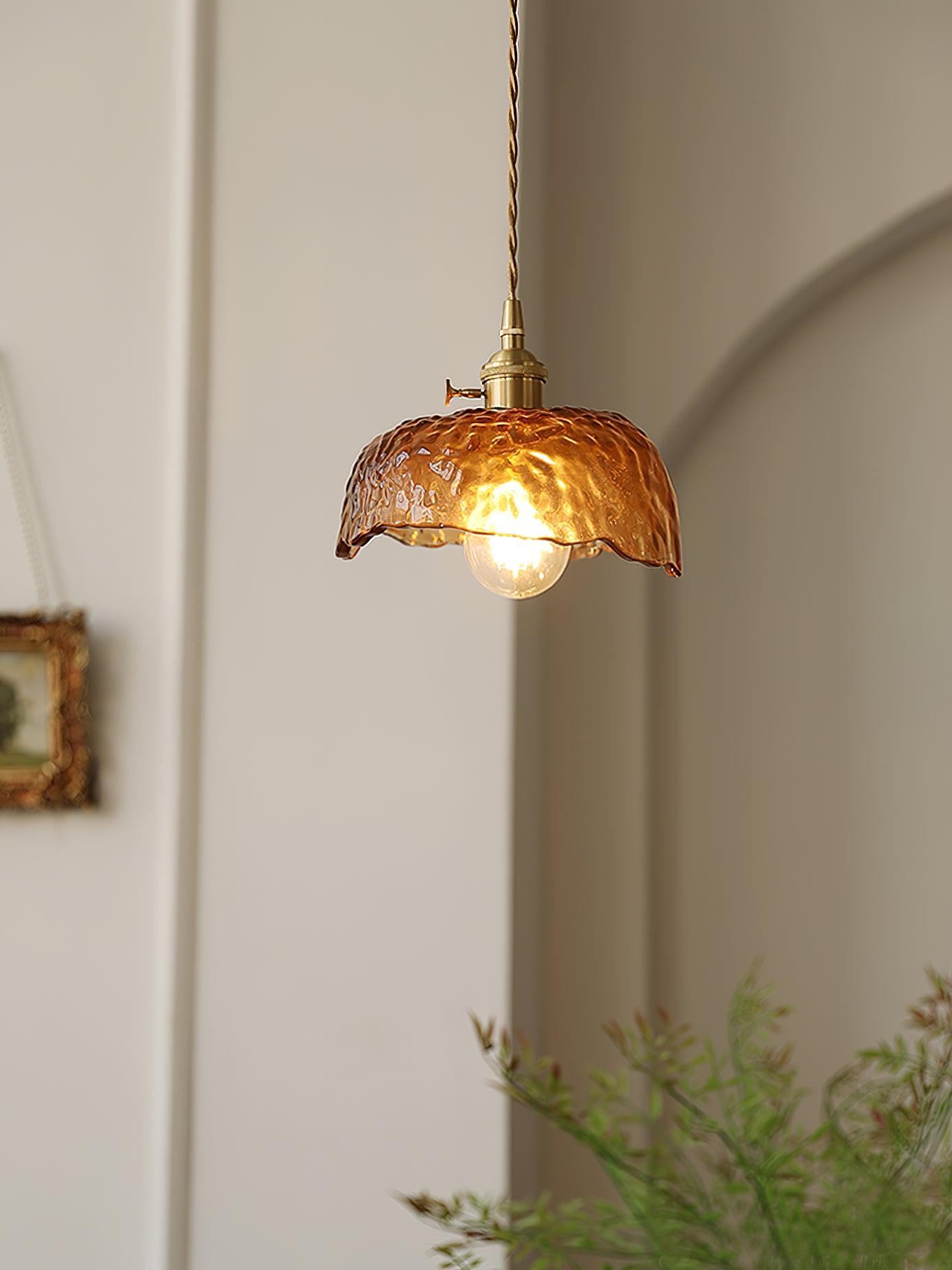 Vintage Brown Glass Pendant Light - Lumpaz