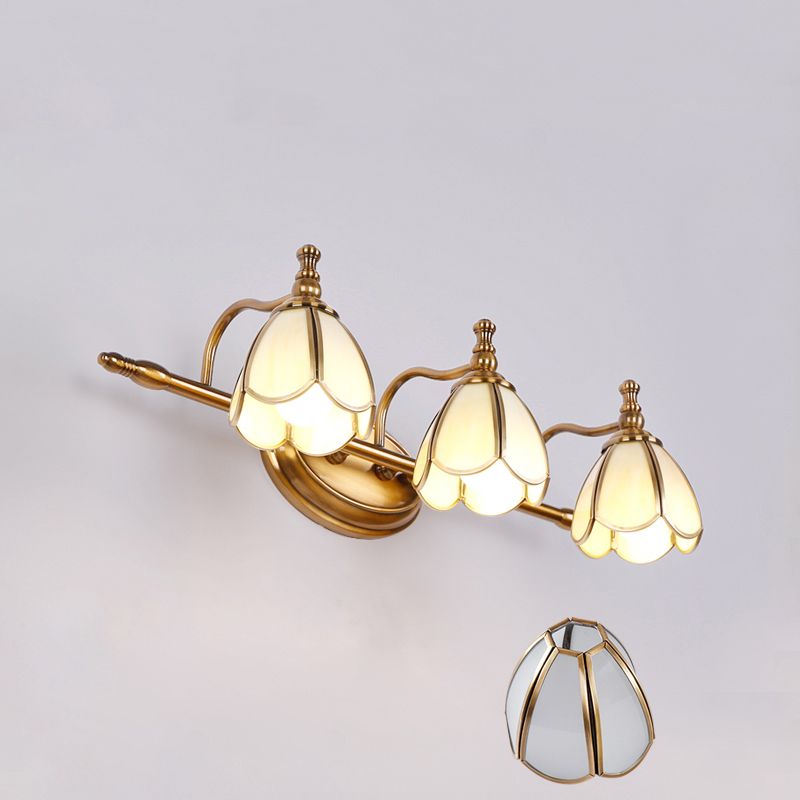 Félicie Vintage Flower Glass Wall Lamp, White/Yellow, Living Room - Lumpaz