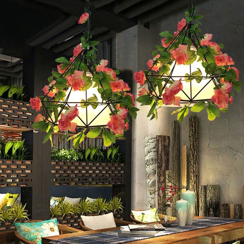Nest Natural Decorative Flower Metal Pendant Light, Pink - Lumpaz
