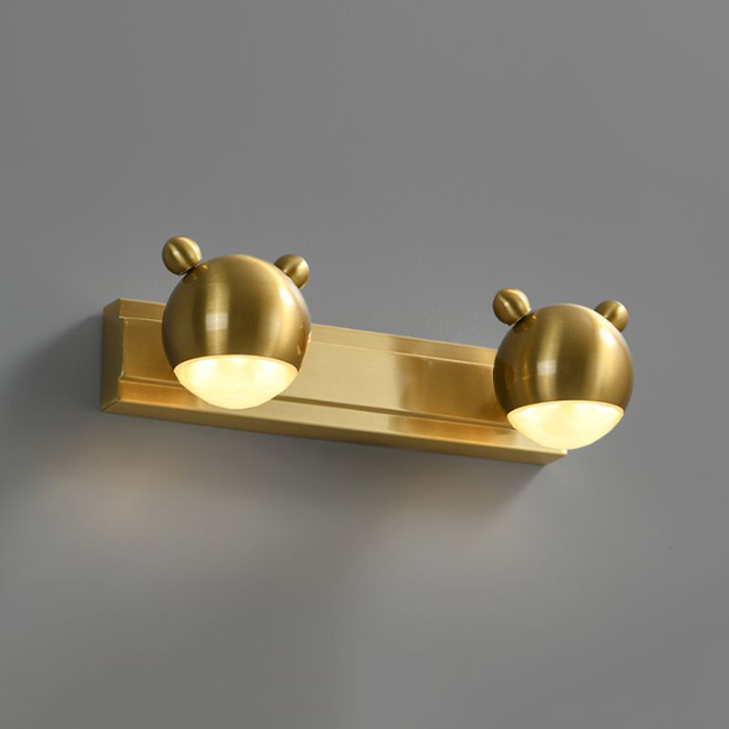 Leigh Modern Animal Globe Metal Vanity Wall Light, Gold, Bedroom - Lumpaz
