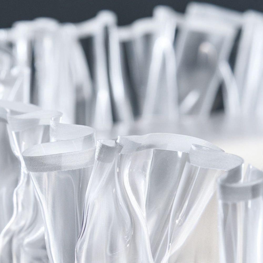 Kristy Modern Luxury Pleated Pendant Light, Circle, Acrylic/Stainless Steel - Lumpaz