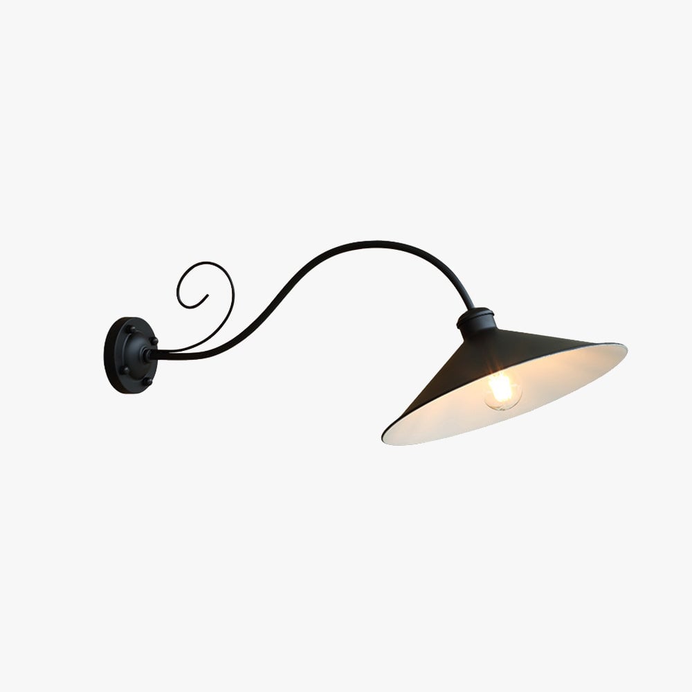 Alessio Vintage Cap-shaped Metal Outdoor Wall Lamp, Black/Antique Silver - Lumpaz