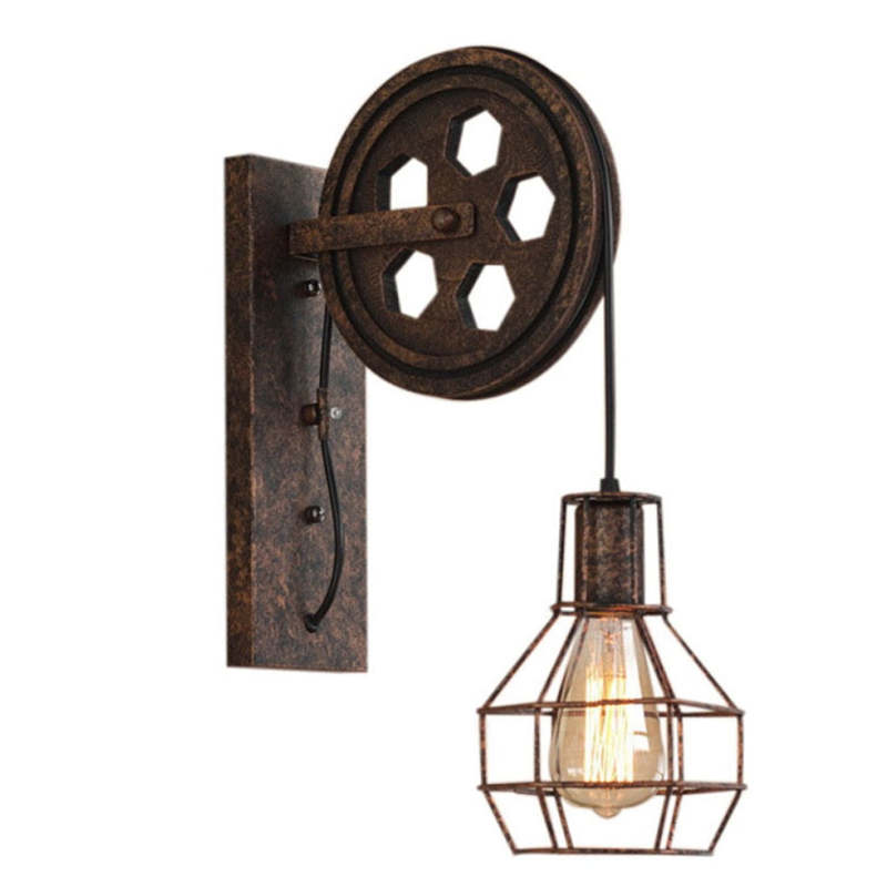 Alessio Wall Lamp Retro, Metal, Rust/Bronze/Black, Bedroom - Lumpaz