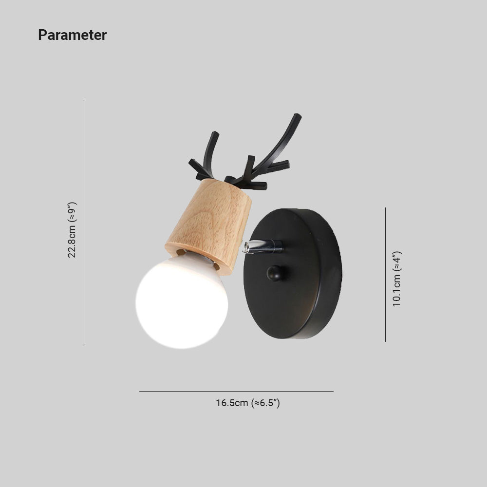 Ozawa Modern Antler Wood/Glass Wall Lamp, Bedroom/Bathroom - Lumpaz