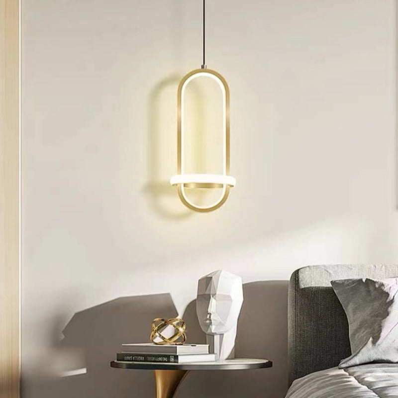 Nyla Modern Minimalist LED Ring Pendant Light, Black/Gold - Lumpaz