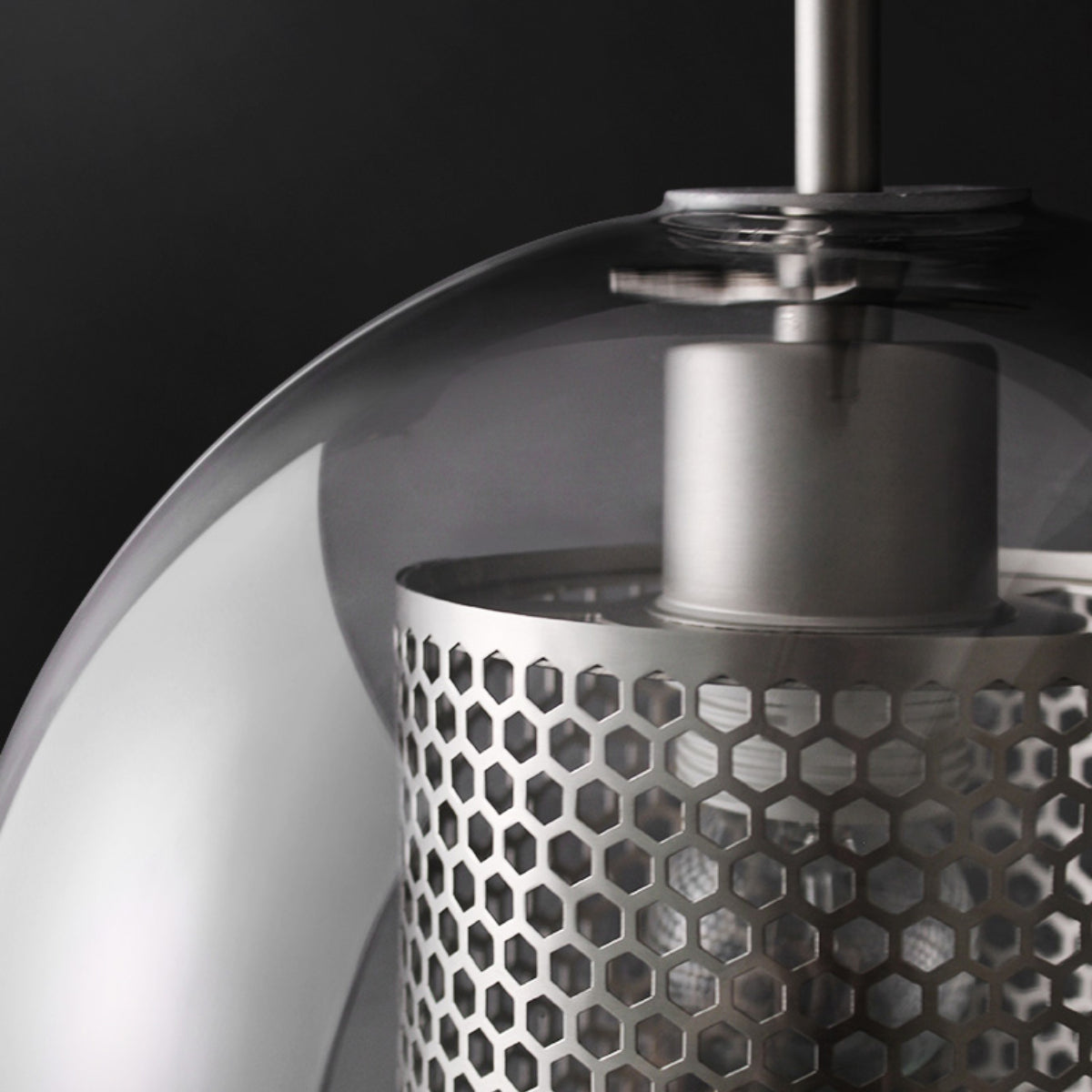 Oneal Contemporary Golden Pendant Light, Metal/Glass, Globe/Cylindric - Lumpaz