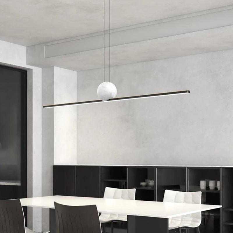 Edge Pendant Light 2 Color, Metal & Marble, 35.4"/47.2"/59" - Lumpaz