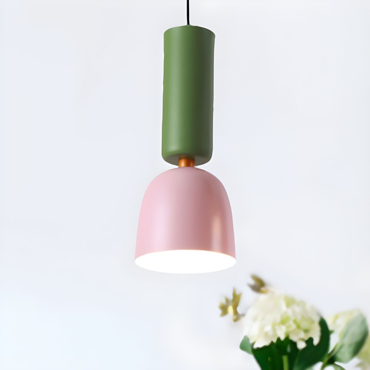 Morandi Modern Dome Art Deco Pendant Light, Black/Yellow/Pink/Gray - Lumpaz