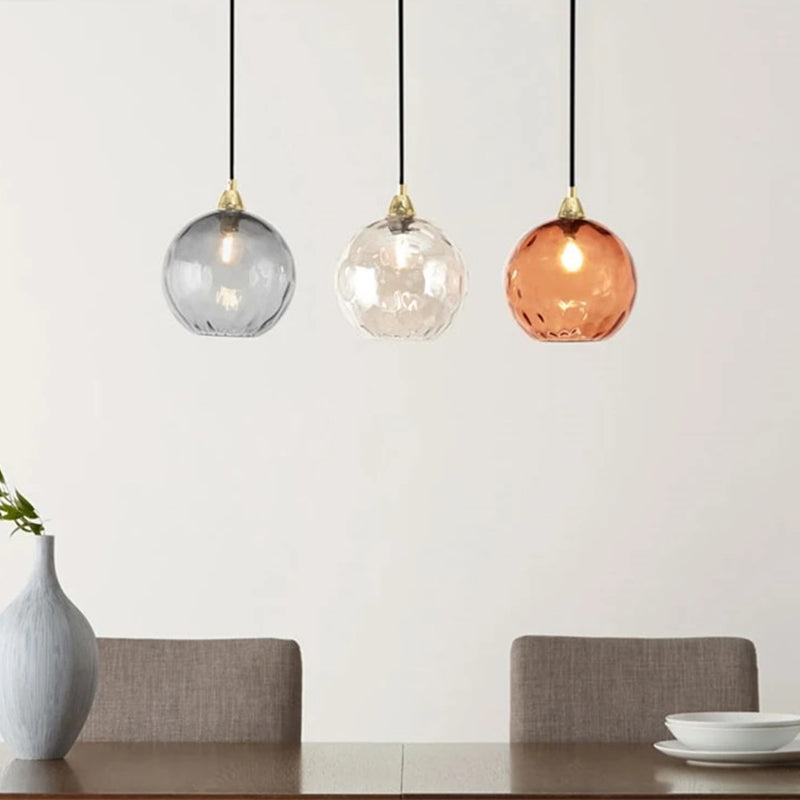 Hailie Colorful Glass Ball Pendant Light Water Ripple Living Room - Lumpaz