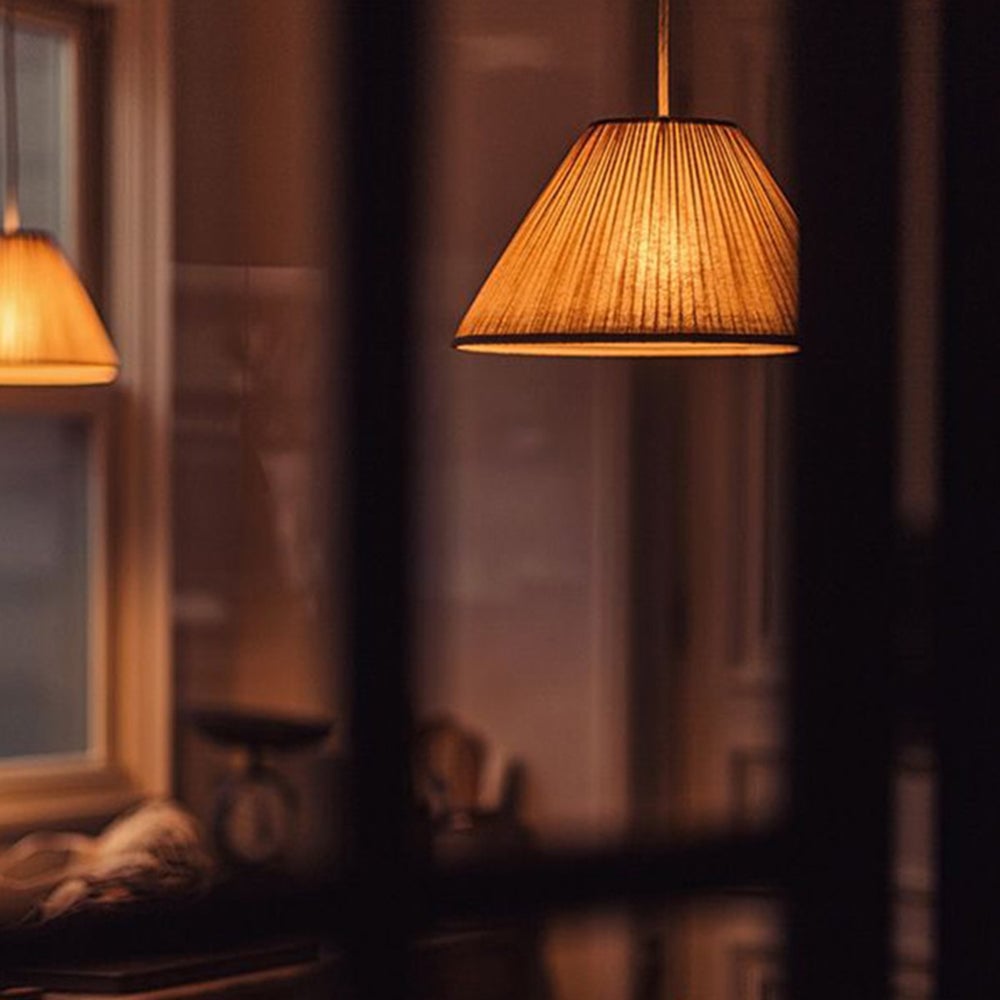 Renée Pleated Pendant Light Wabi Sabi, Metal/Fabric, Living Room - Lumpaz