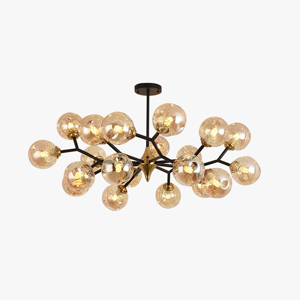 Valentina Art Deco Glass Bubble Chandelier, Amber - Lumpaz