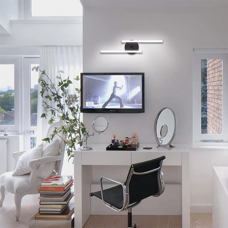 Alana Modern Bi-Linear LED Vanity Wall Lamp, Black/Silver - Lumpaz
