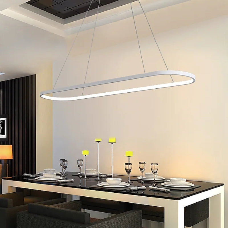 Edge Oval Minimalist Hanging Pendant Light, Black/White/Gold - Lumpaz