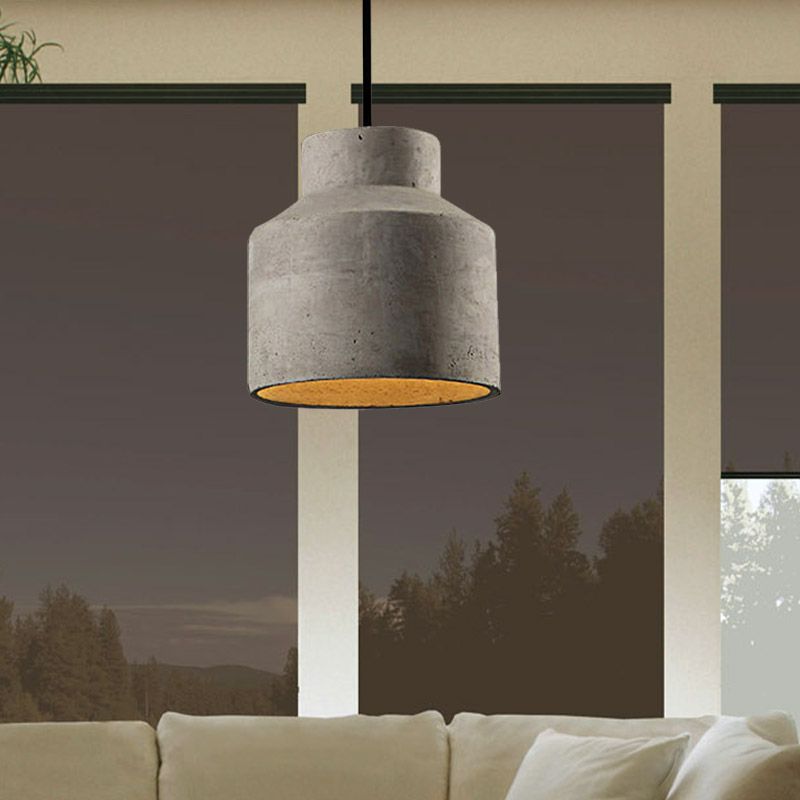 Byers Modern Dome Cement Pendant Light Gray Living Room - Lumpaz