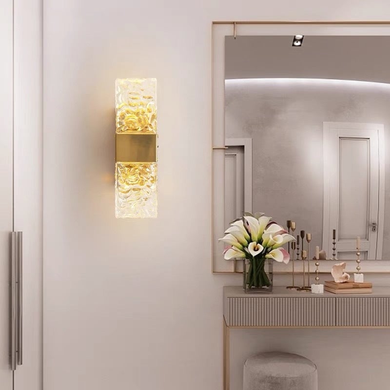 Kajetan Modern Rectangular Metal Wall Lamp, Gold - Lumpaz