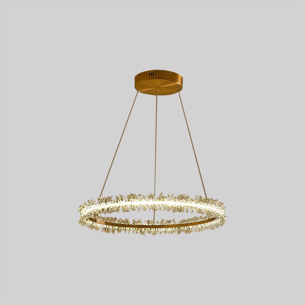 Kristy Pendant Light Ring/Flower Luxury, Crystal, Gold, Dining Room - Lumpaz