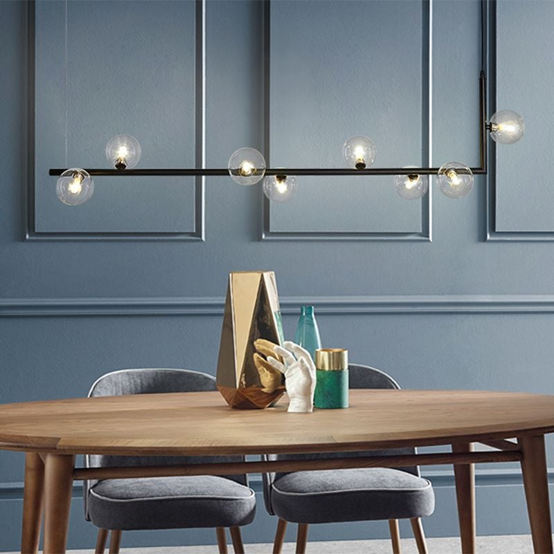 Valentina Minimalist Linear Pendant Light, Black & Gold, 6/8 Heads - Lumpaz