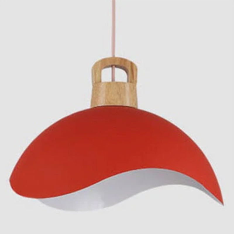 Morandi Colorful Shade Single Pendant Lights, Wood & Metal - Lumpaz