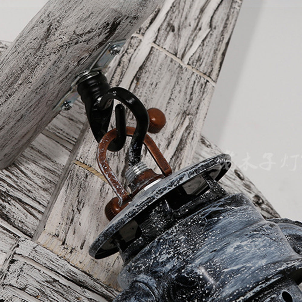 Austin Wall Lamp Lute Vintage Lantern Wooden Gray, Dining Room - Lumpaz