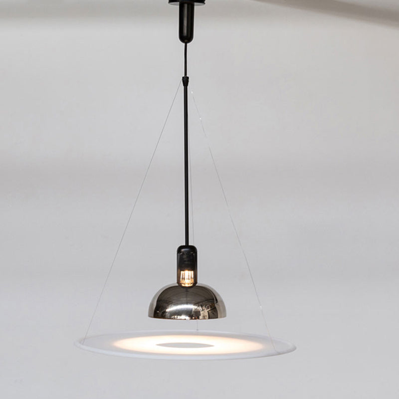 Levi Modern Minimalist Nordic Bell Metal/Acrylic Pendant Light, Chrome/Black - Lumpaz