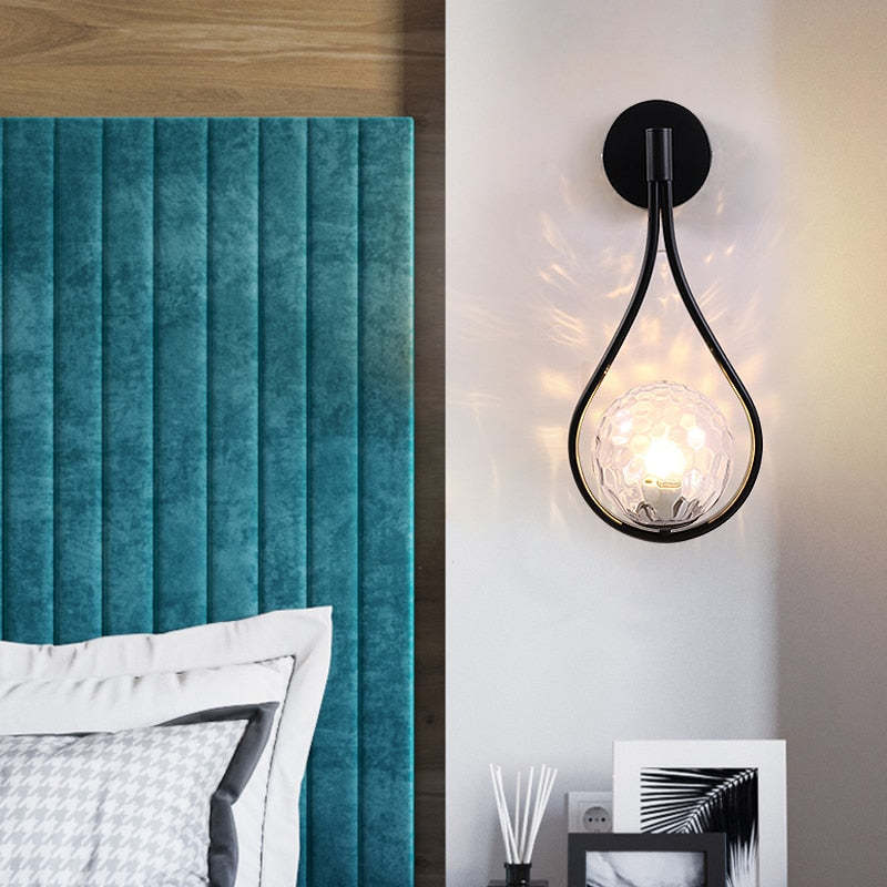 Valentina Nordic Creative Minimalist Water Drop Glass Gold Wall Lamp - Lumpaz