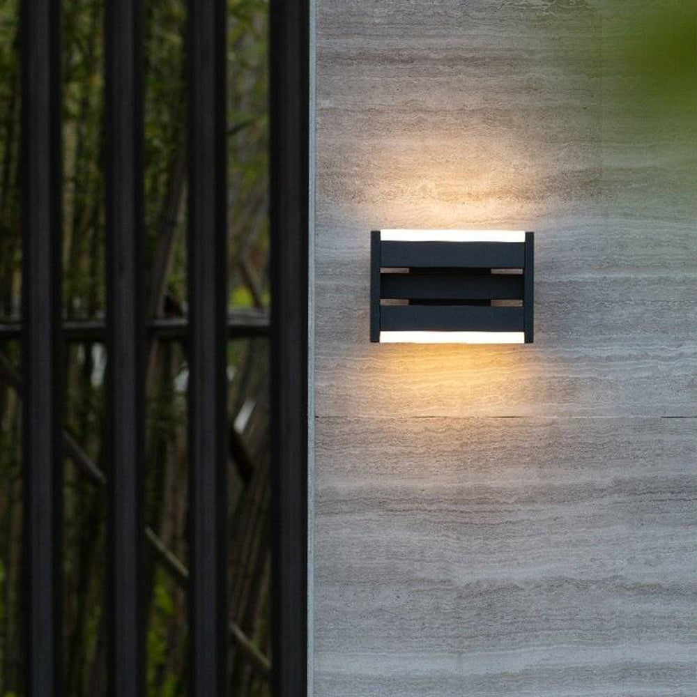 Orr Mondern Rectangular Rotatable Metal Outdoor Wall Lamp, Black - Lumpaz