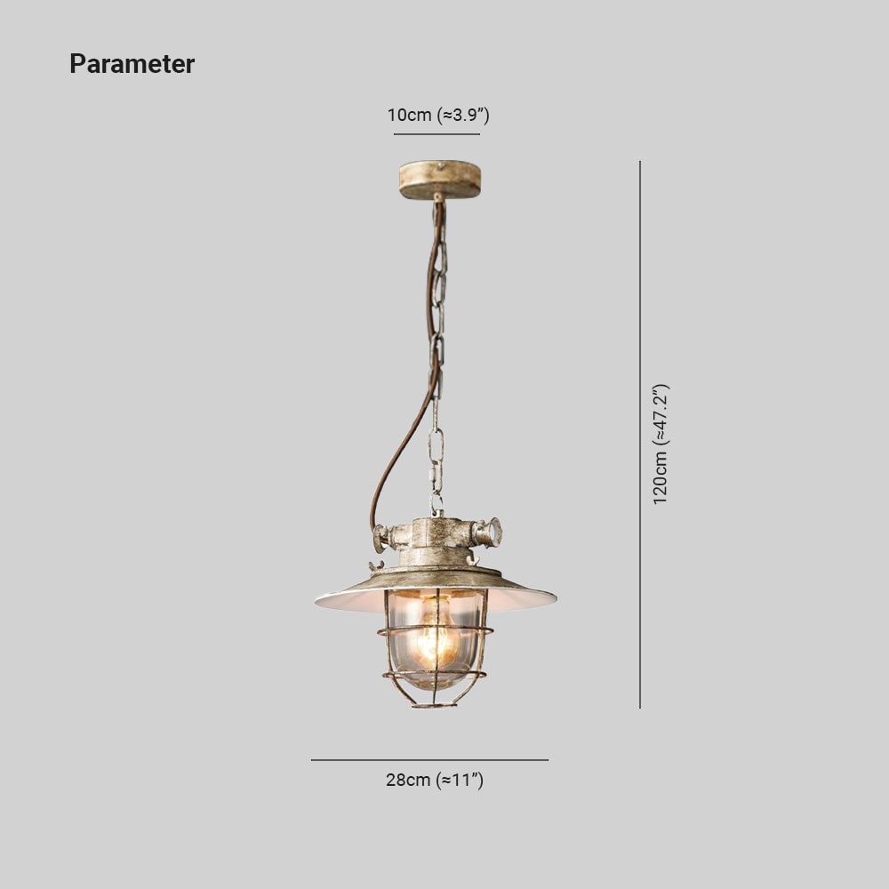 Alessio Industrial Metal/Glass Pendant Light White/Blue Bedroom - Lumpaz