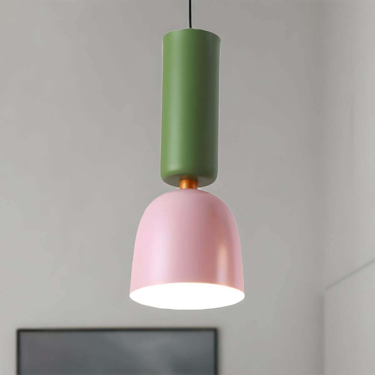 Morandi Modern Dome Art Deco Pendant Light, Black/Yellow/Pink/Gray - Lumpaz