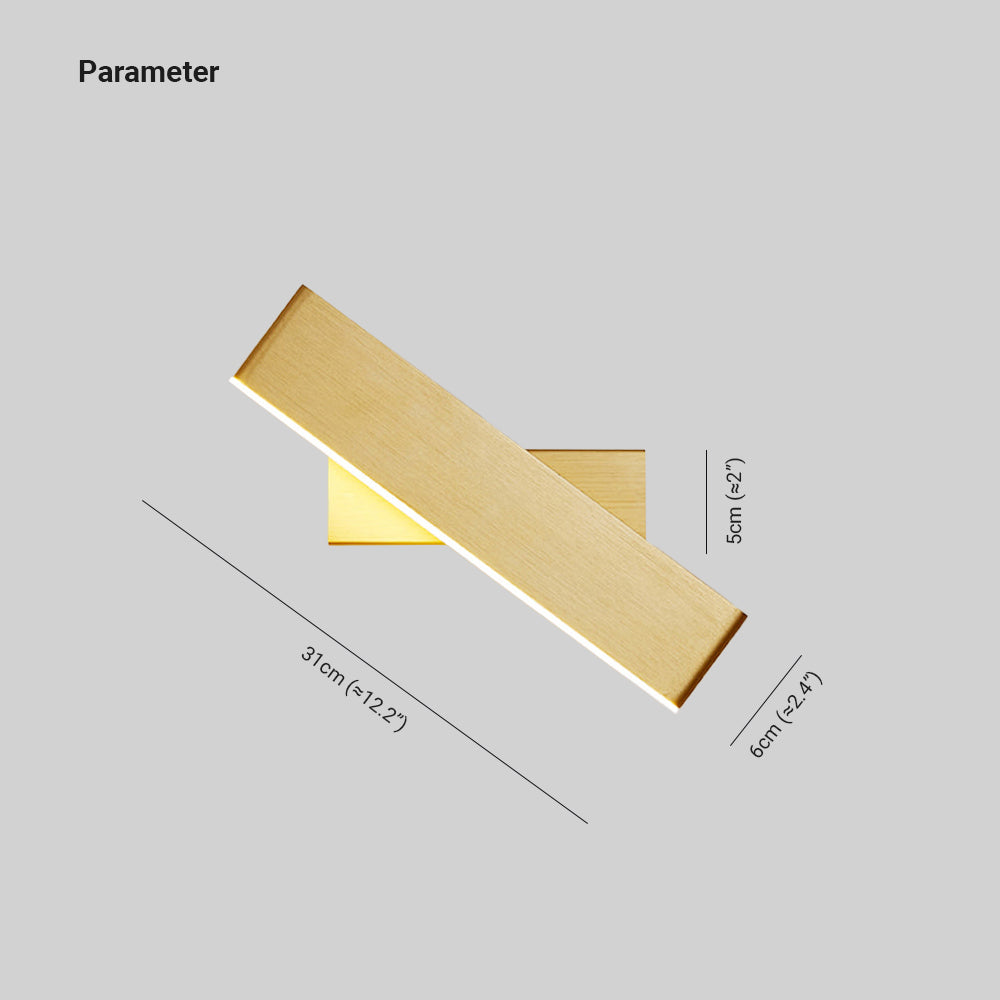 Aqsa Modern Rectangular Metal Rotatable Wall Lamp, Black/Gold/Brown - Lumpaz