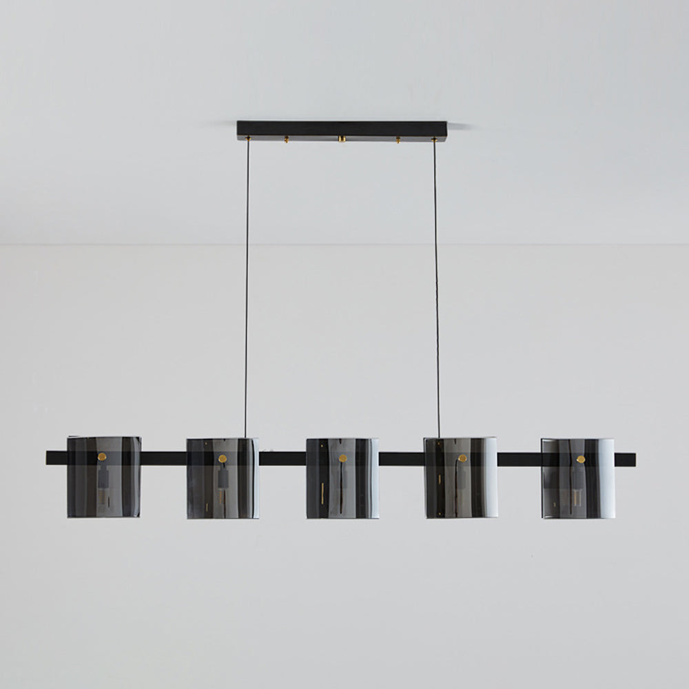 Evette Minimalist Linear Metal Pendant Light, Black/Gold - Lumpaz
