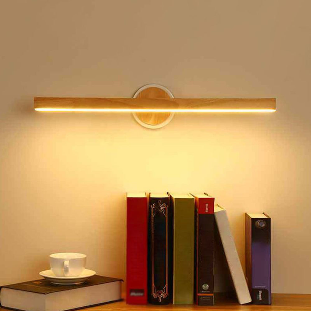 Ozawa Modern Linear Wooden Mirror Front Vanity Wall Lamp - Lumpaz