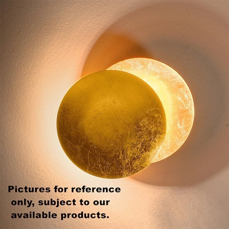 Elif Modern Minimalist Round Moon Eclipse Metal Wall Lamp Red/Bronze/Gold - Lumpaz