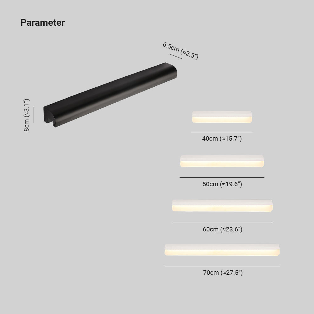 Edge Minimalist Mirror Front Vanity Wall Lamp, Black/White - Lumpaz