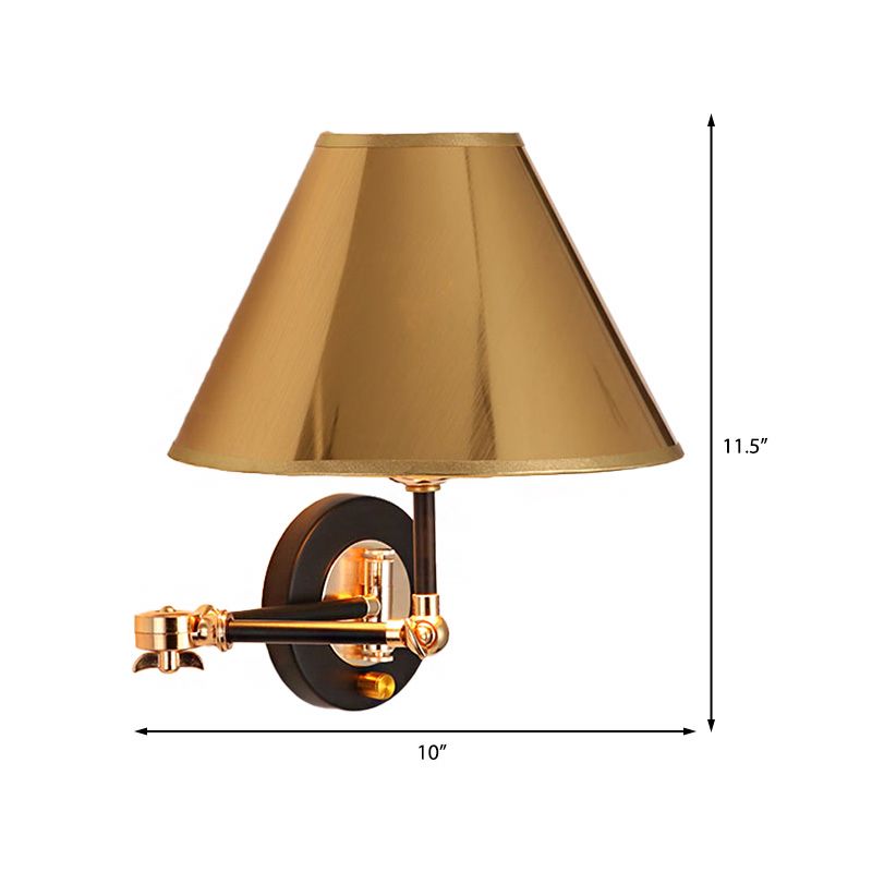 Carins Cone Shaped Adjustable Wall Lamp, Gold, Bedroom - Lumpaz