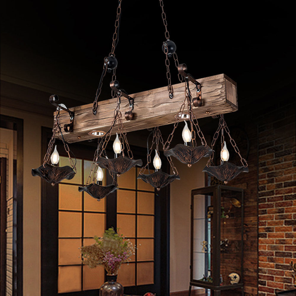 Austin Industrial Metal/Wood Pendant Light, Bronze - Lumpaz