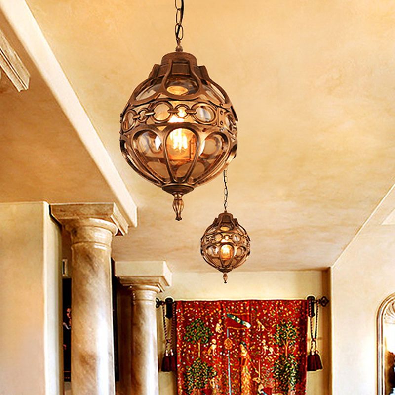 Alessio Loft Sphere Vintage Farmhouse Rustic Pendant Light Black/Bronze Dining Room - Lumpaz