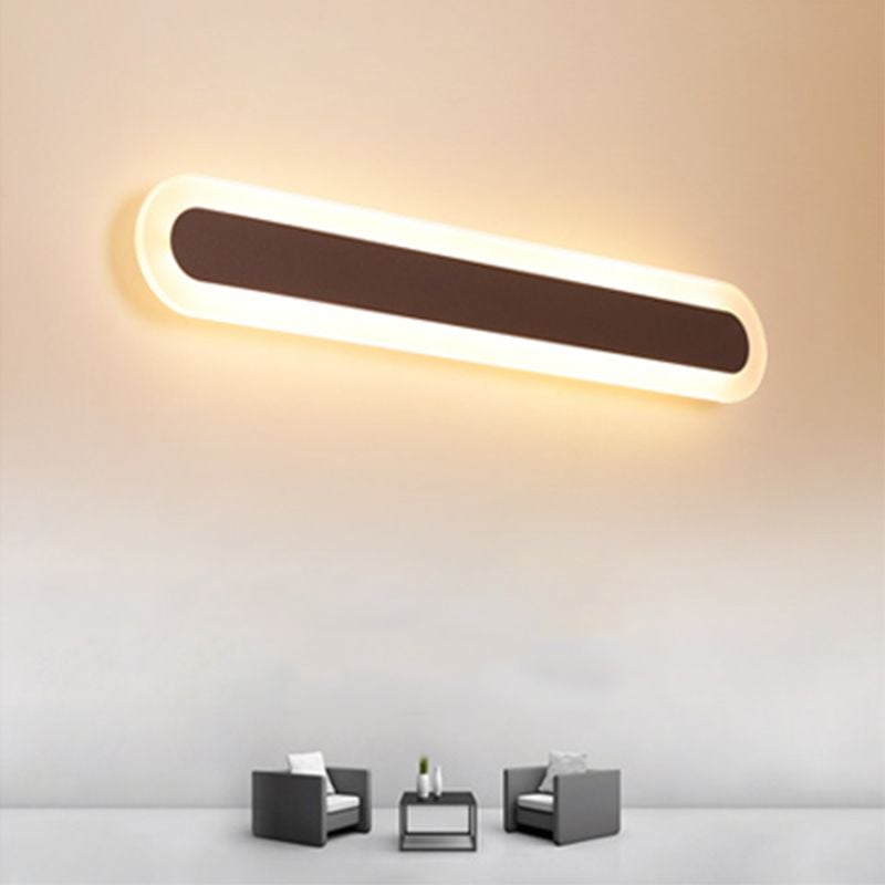 Edge Modern Linear Vanity Wall Lamp, White/Brown, Bathroom - Lumpaz