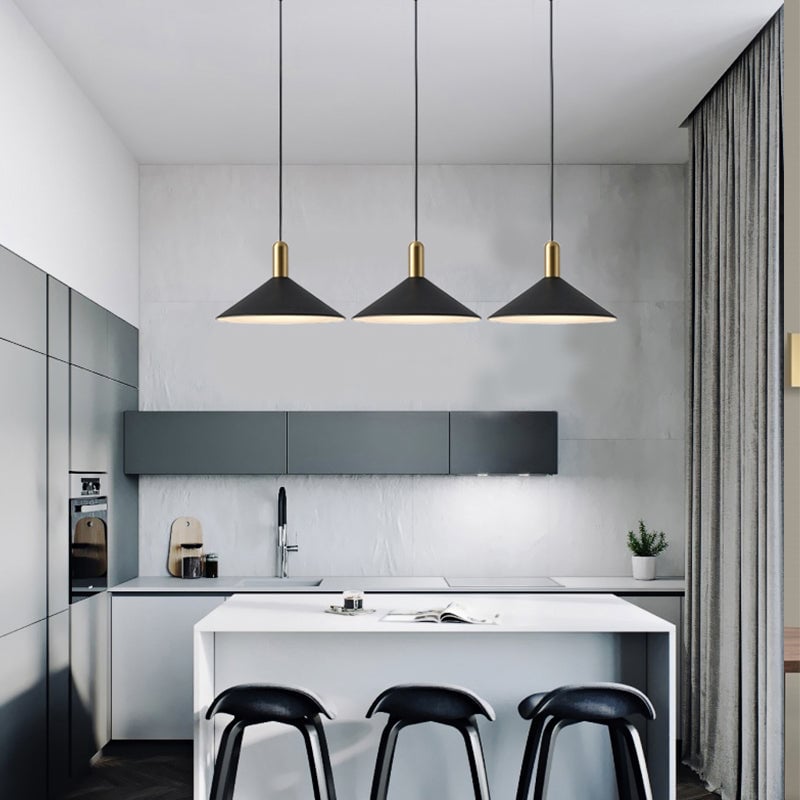 Carins Vintage Pendant Light,  Black & White & Gold - Lumpaz