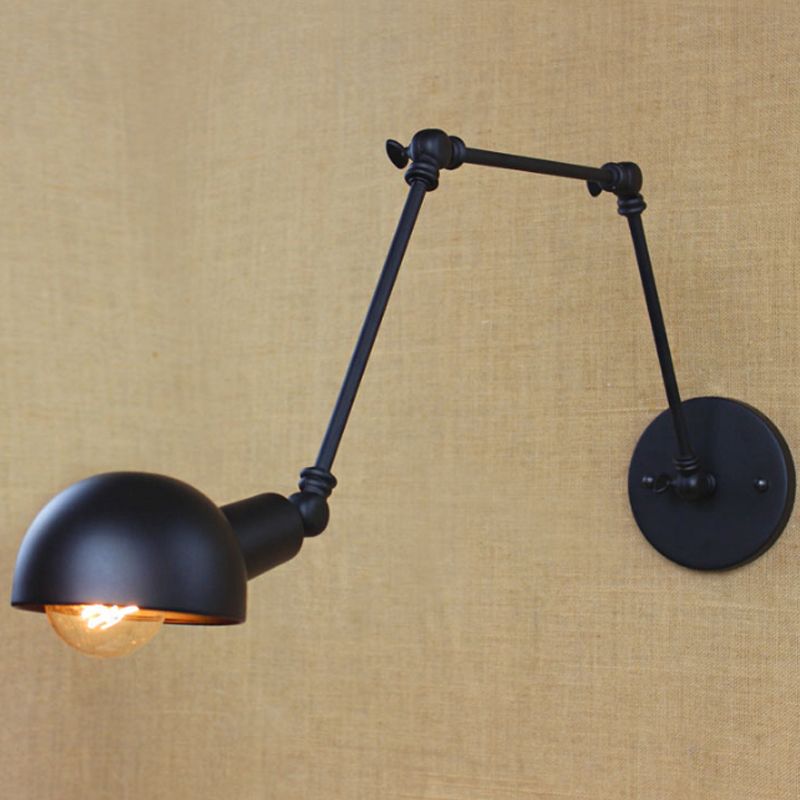 Brady Vintage Adjustable Metal Wall Lamp, Black, Bedroom - Lumpaz