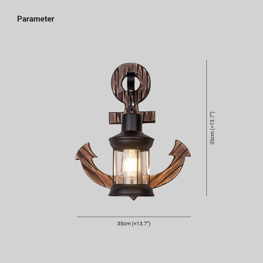 Alessio Wall Lamp Vintage Anchor Black Wooden, Living Room - Lumpaz