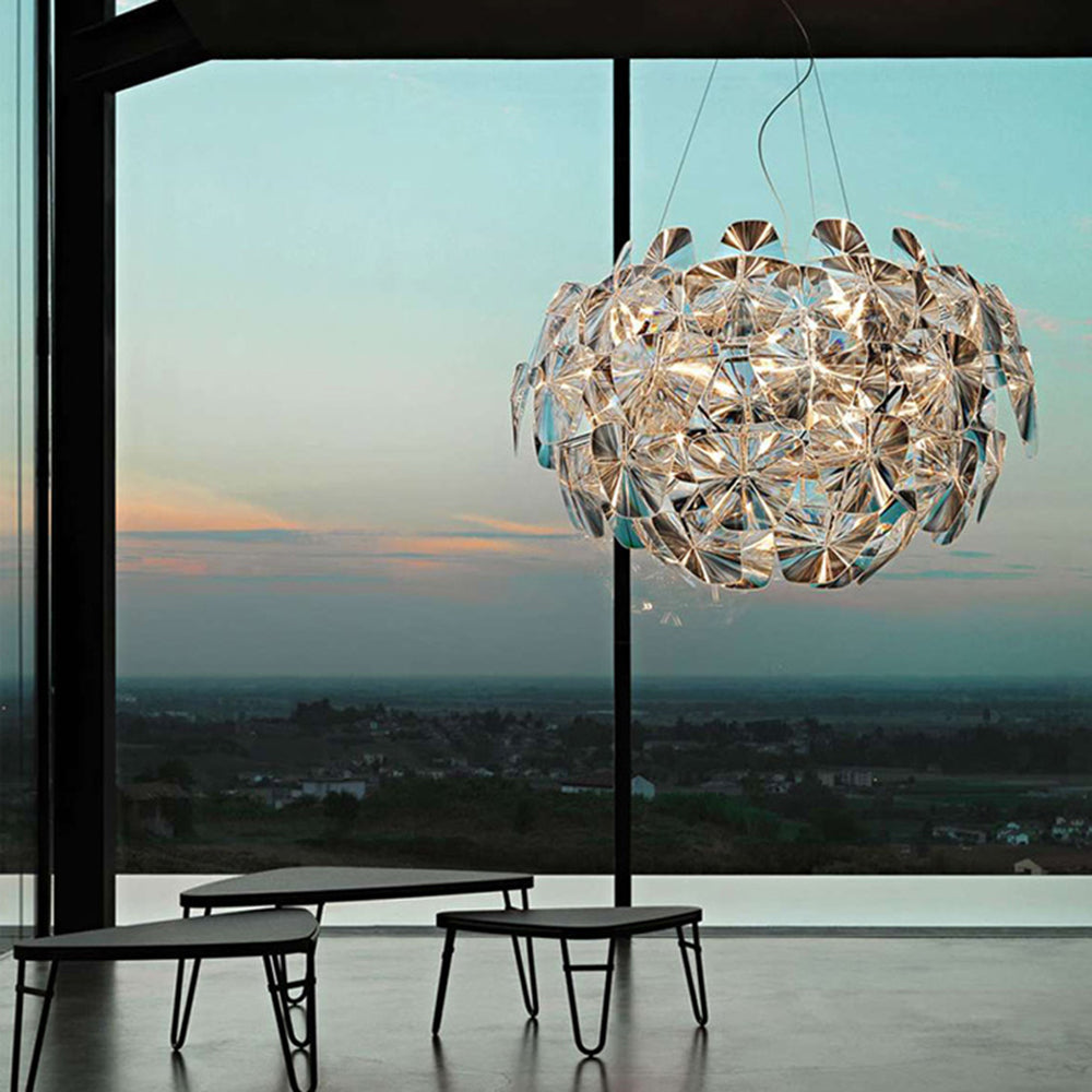 Bella Unique Diamond Flower Metal Pendant Light, Living Room - Lumpaz
