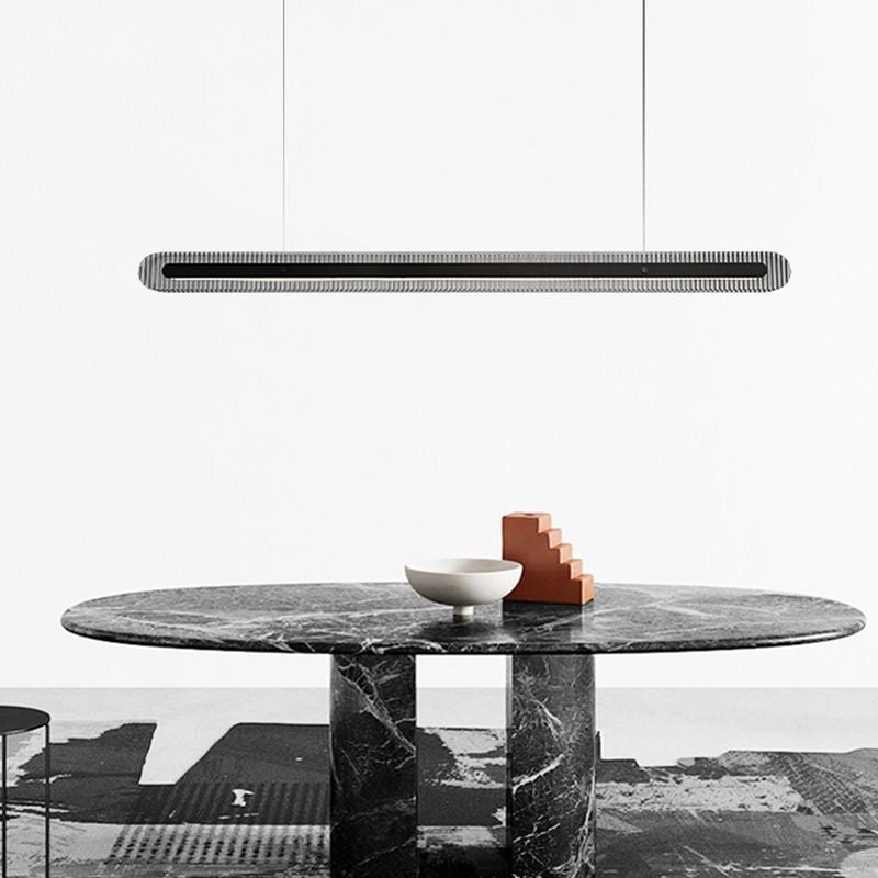 Evette  Minimalist Linear Metal/Acrylic Pendant Light, Black - Lumpaz