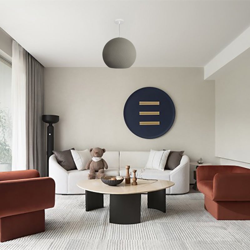Byers Simple Ball Shape Metal Pendant Light, White/Gray - Lumpaz