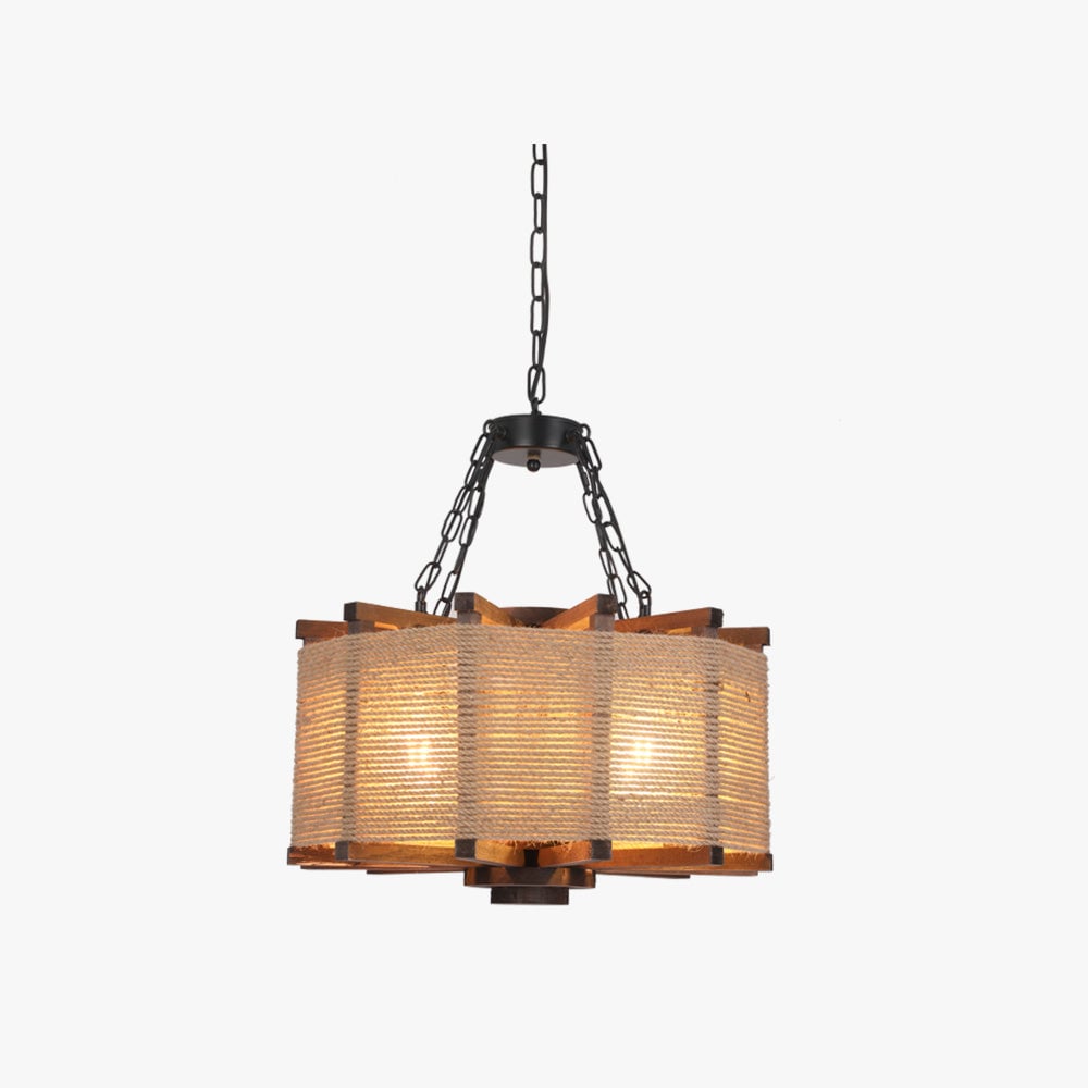 Austin Retro Cylindrical Metal/Wood Pendant Light - Lumpaz