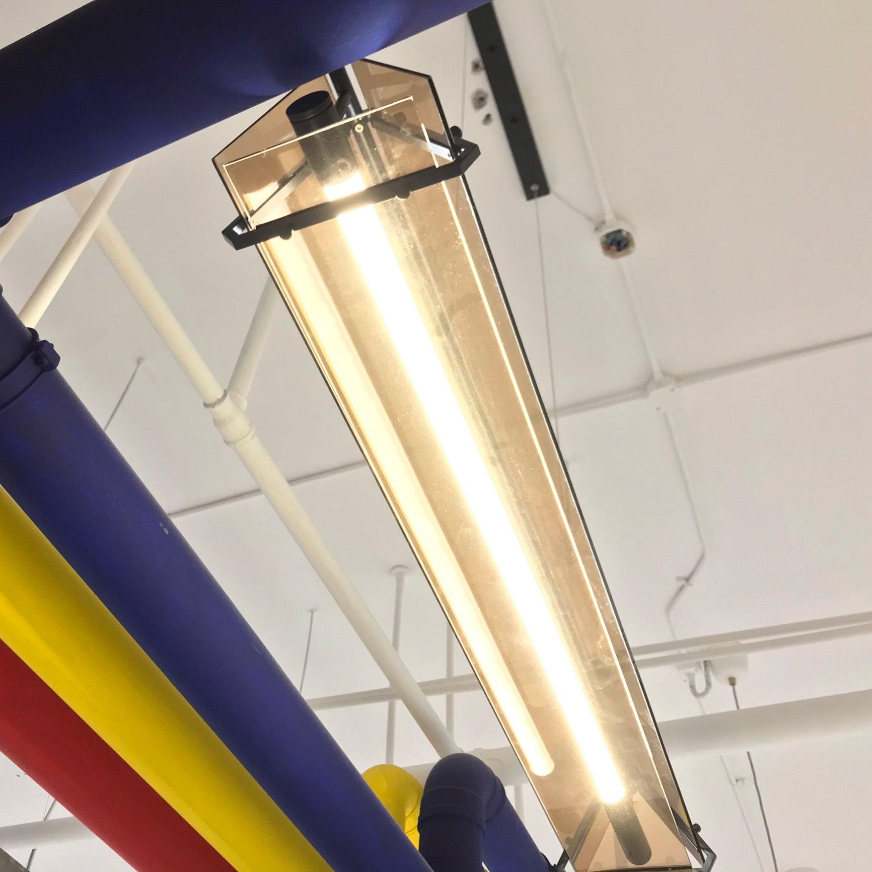 Edge Industrial Triangle Metal/Glass Pendant Light, Gold - Lumpaz
