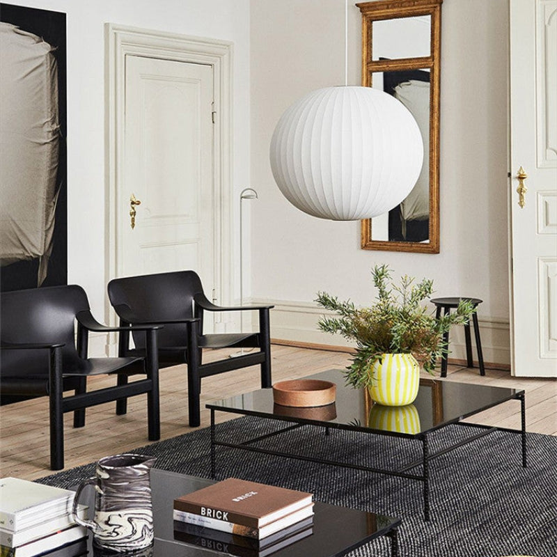 Renée White Single Pendant Light, Artificial Silk Shade, 6 Style - Lumpaz