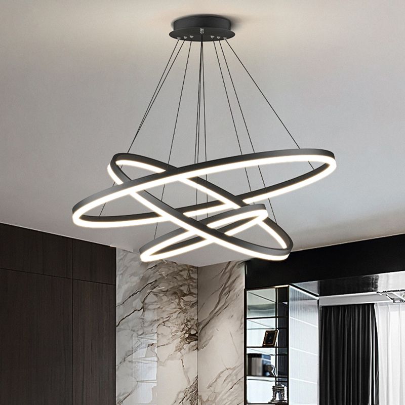 Arisha 3-Rings Black Black Modern Pendant Light - Lumpaz