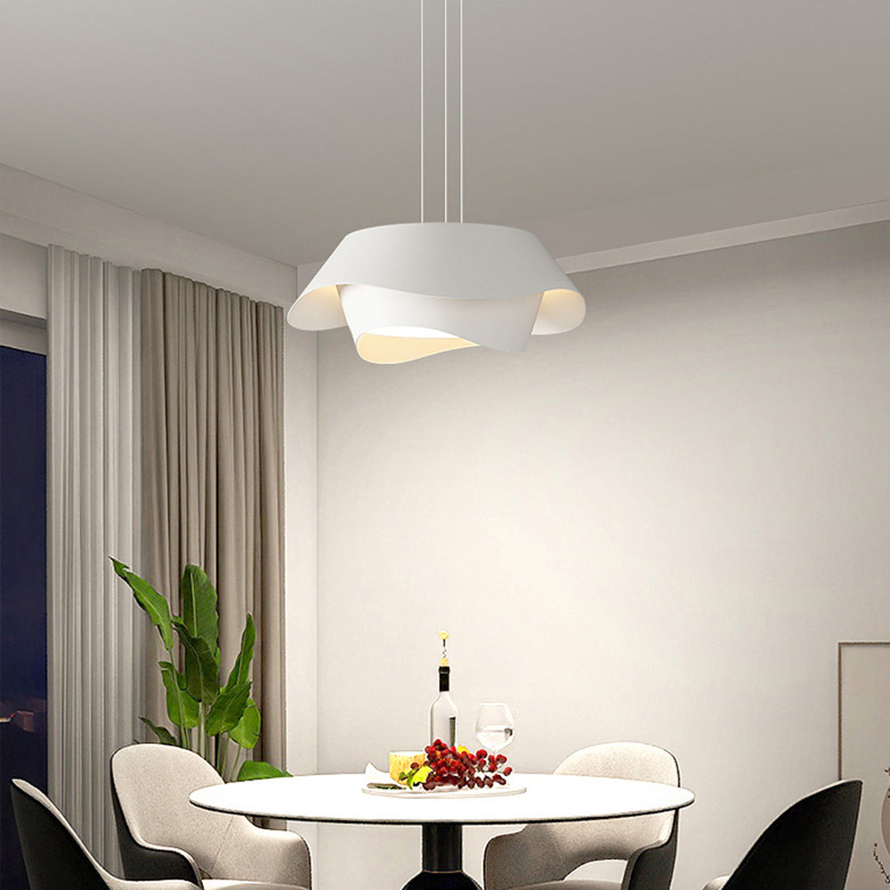 Bella Art Deco Flower Shape Metal Pendant Light, White - Lumpaz
